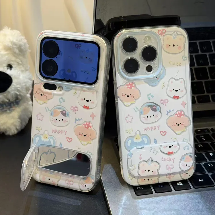 奥菲顿满屏猫狗小象支架适用苹果17/16手机壳华为p70vivo小米oppo