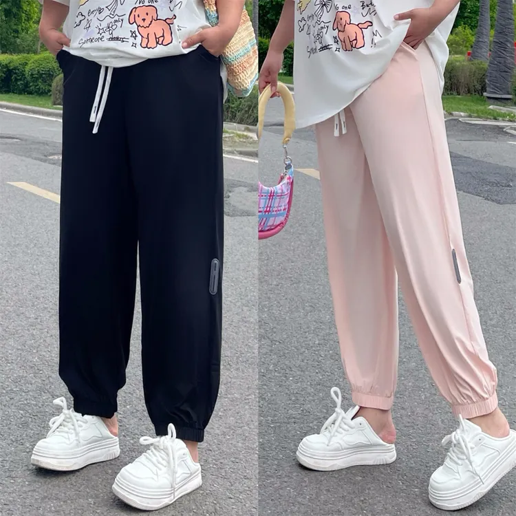 大码女装简约花契200斤胖mm时尚百搭简约UPF50+ 冰感防晒裤！14969