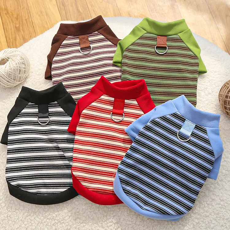 秋冬新品宠物小中大狗狗猫咪衣服饰用品打底衫外穿条纹德绒泰迪熊