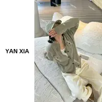 羊毛开衫~ 100羊毛毛衣 点子纱秋冬女士口袋开衫毛衣 W-695