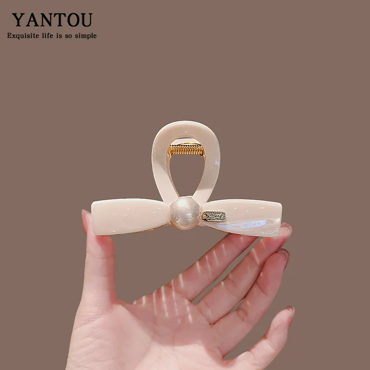 韩系新款后脑勺发抓高级感小众轻奢发夹女气质蝴蝶结鲨鱼夹子发饰