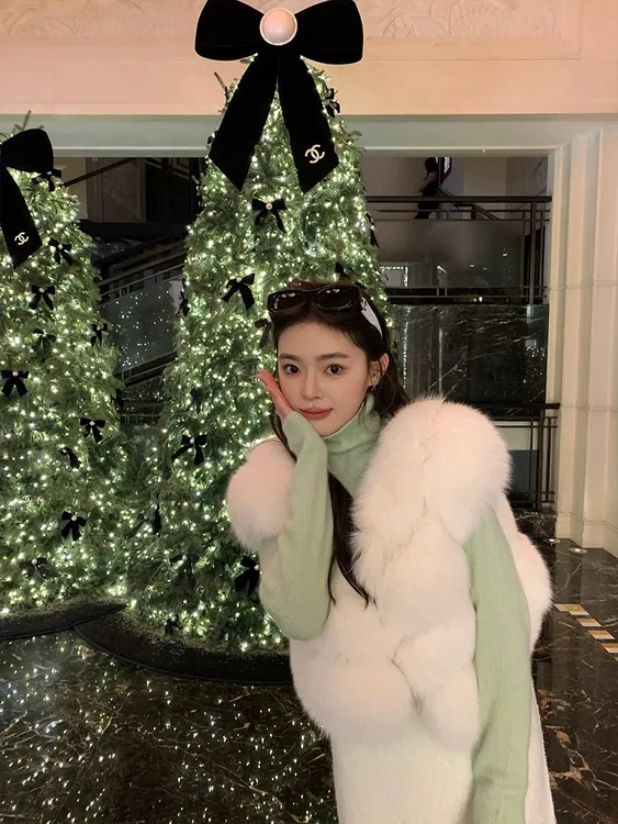 苏 su 欧尼马甲狐狸毛整皮皮草2025新款短款马甲