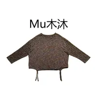 Mu木沐♠新品下摆飘带条纹长袖T恤