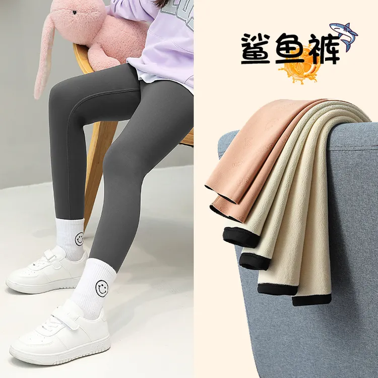 秋冬女童鲨鱼裤保暖中大童瑜伽芭比裤外穿加绒加厚儿童打底裤春秋