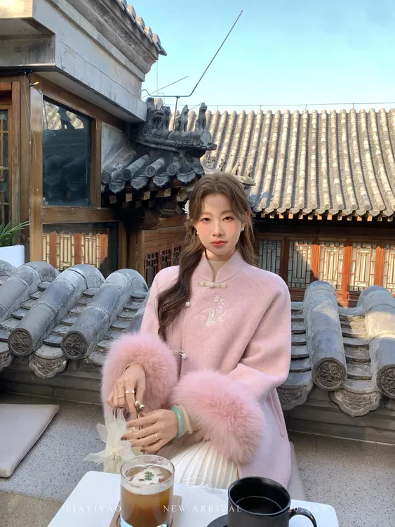 EIA一尧新中式国风【梦华录】100羊毛双面呢气质轻奢袖口狐狸毛外套