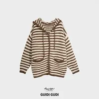 GUIDI GUDI【纹线条】休闲开衫长袖外套/黄加蓝