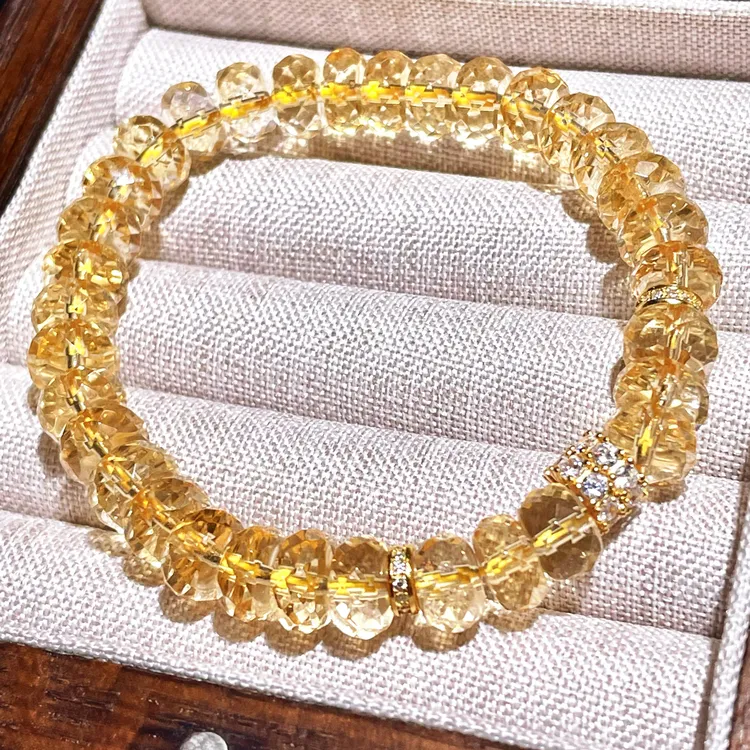 「白富美」天然巴西全净体黄水晶手串轻奢女士切面水晶手链