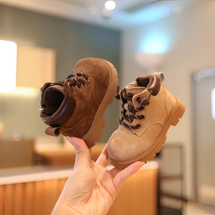 Sportmern婴儿学步鞋加绒保暖马丁靴秋冬季新款女宝宝男小童短靴