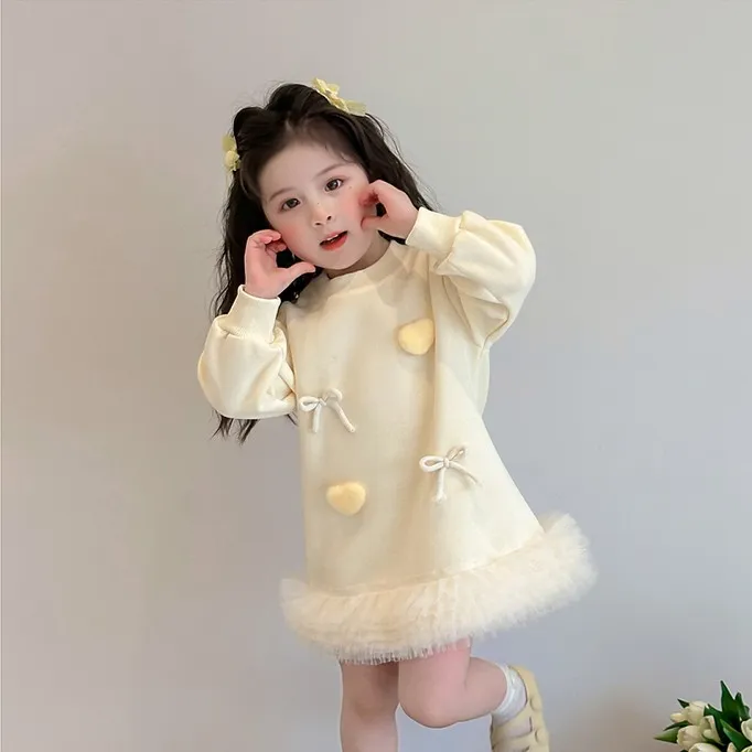 秋冬公主裙女春季可爱风连衣裙保暖女宝公主风条纹