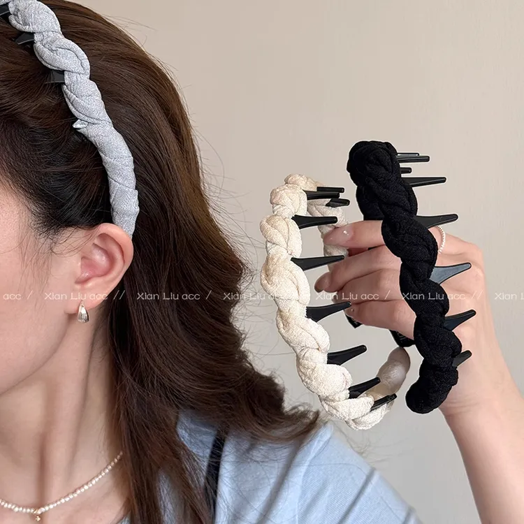 高品质编织麻花发箍女2025年新款高颅顶压发洗脸头箍带齿防滑发卡