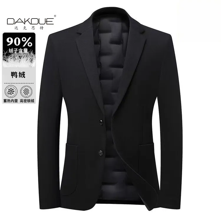 【精品羊毛羽绒西装外套】冬季男士修身加厚保暖羽绒西服羽绒服大码