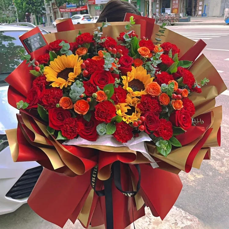 乔迁之喜花束百合康乃馨生日鲜花搬家花篮速递同城祝寿送老人长辈