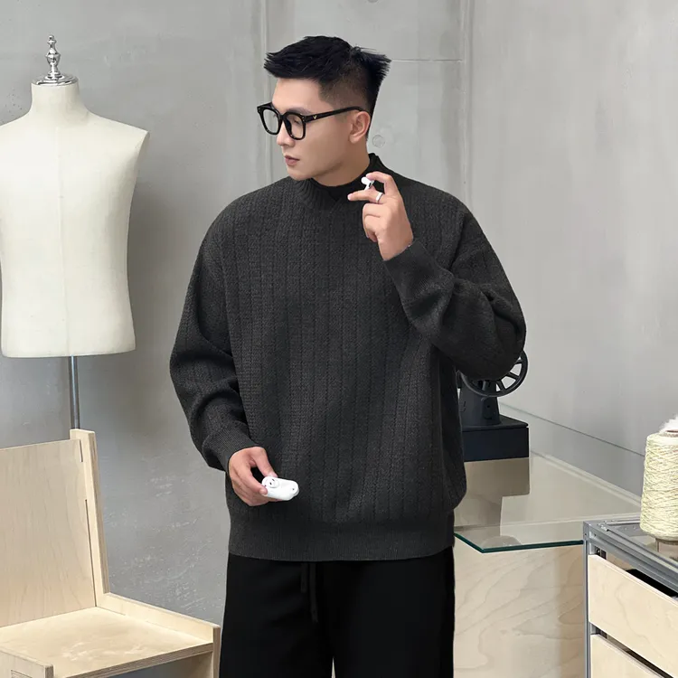 二十二号穿搭【双层小V领设计款】痞帅高级感针织衫男冬季保暖毛衣