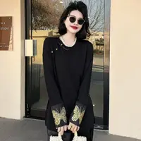 【好鑫晴】2025秋季新款新中式拼接袖口刺绣打底衬衫女国风大码上衣