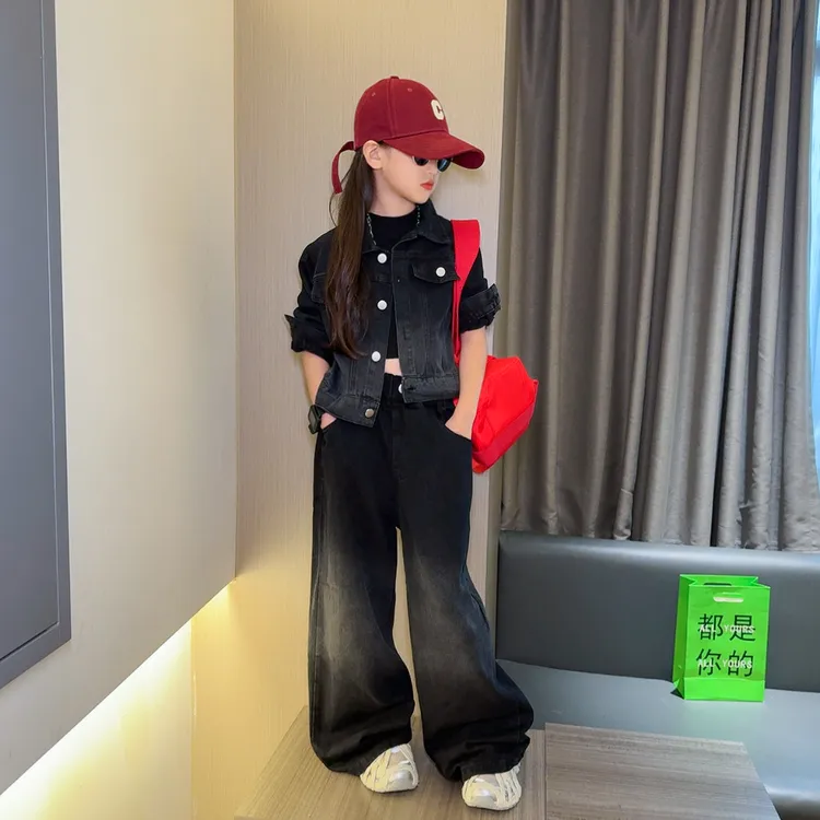 女童牛仔套装秋装2025新款洋气儿童韩版外套女大童牛仔裤两件套