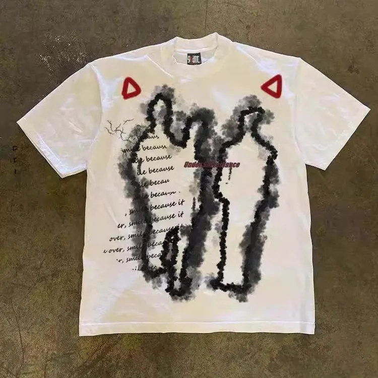 街头潮牌字母印花短袖T恤夏季美式高街涂鸦宽松上衣ins情侣款男士