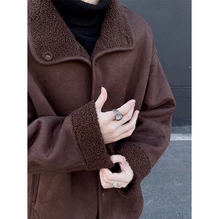 FMQZ STUDIO磨绒绗线工艺双面穿皮毛一体男仿麂皮绒夹克外套冬季