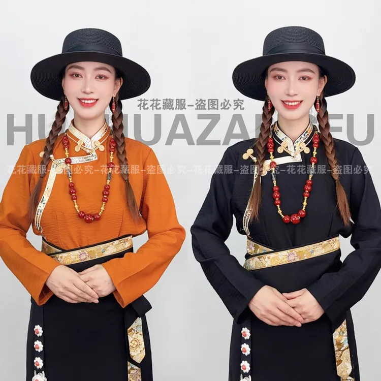 25冬季民族风衬衣品质金卡藏式衬衣女手工盘扣西藏服锅庄舞服衬衫