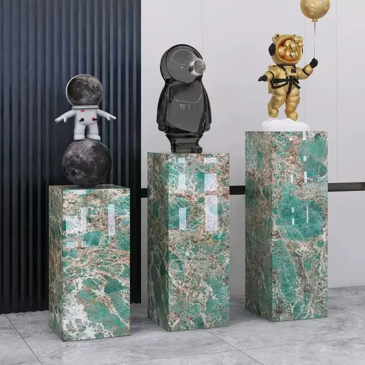 岩板立柱客厅玄关摆件底座岩板方墩石材岩板花架阳台室内外摆放