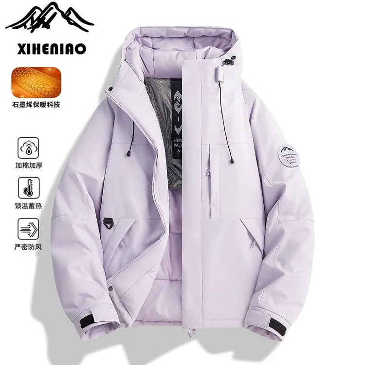 希和鸟冲锋衣防风防水棉服男女款保暖棉衣加厚情侣外套冬季棉袄