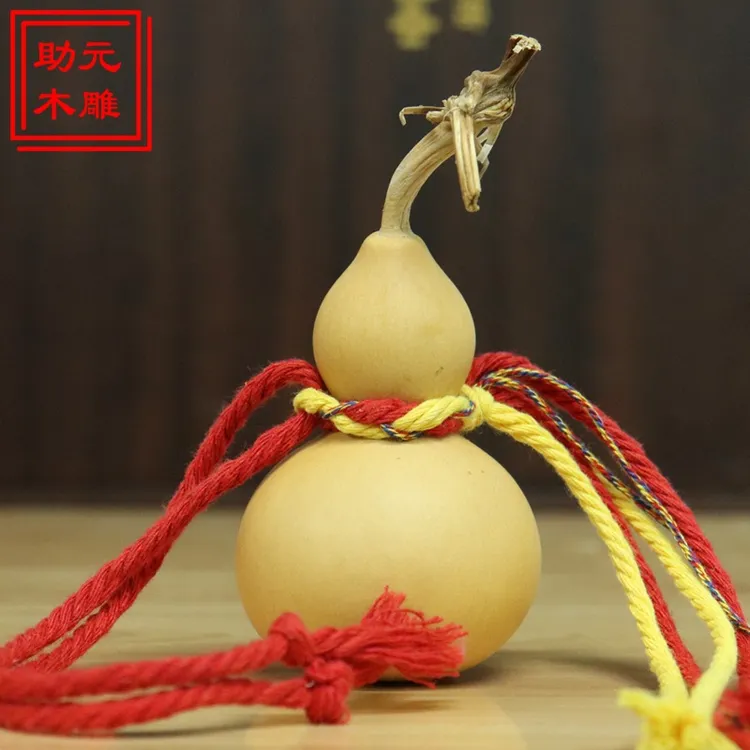 龙头葫芦彩绳编织天然葫芦桃木龙头剑葫芦汽车挂饰创意手工编织文