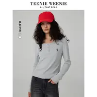 TeenieWeenie小熊修身长袖T恤柔软舒适贴身打底衫女装TTLA244901P