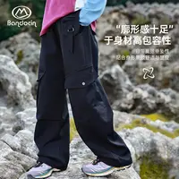 半度闲女童秋冬季户外运动工装裤童装冬款休闲舒适多口袋直筒长裤