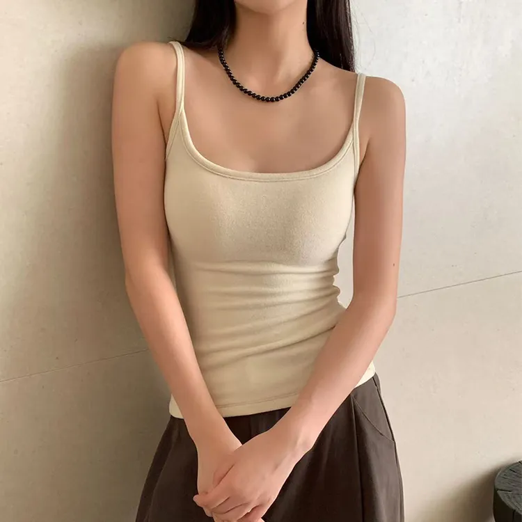 加绒保暖美背打底吊带女纯欲带胸垫外穿磨毛春秋加厚内搭美背