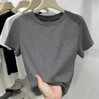 衣服洋气衣服2025新款棉网红洋气炸街女百搭t恤短袖纯色夏季修身