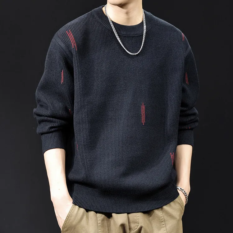 MR.MUDI/穆迪先生美式针织衫简约秋冬新款圆领休闲毛衣男宽松衣服