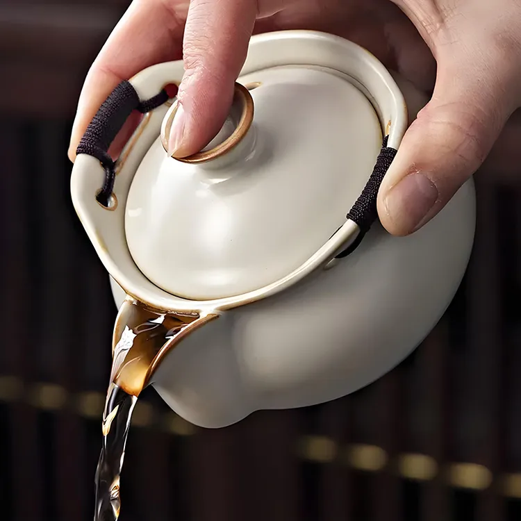 璟晟汝窑手抓盖碗茶杯家用大容量防烫泡茶壶单个一人饮茶具带过滤
