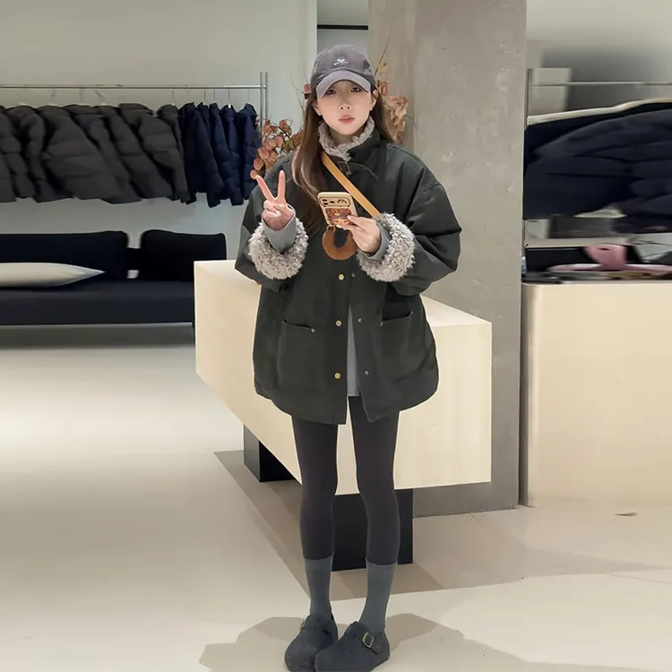 兹伊翰【波士顿】2025冬季新款韩系百搭时尚休闲显瘦简约宽松棉衣女