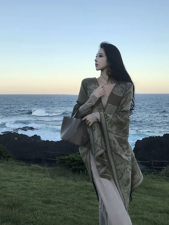 【雾也山林】初秋披肩仿羊绒旅游民族风围巾披肩空调房T77