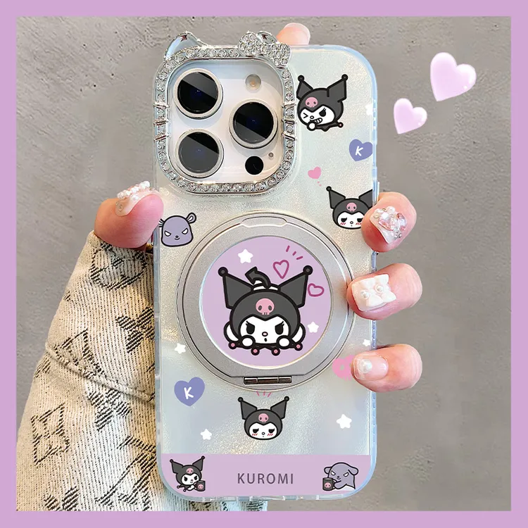 甜酷可爱库洛米适用苹果16promax手机壳360旋转支架iPhone15pro支