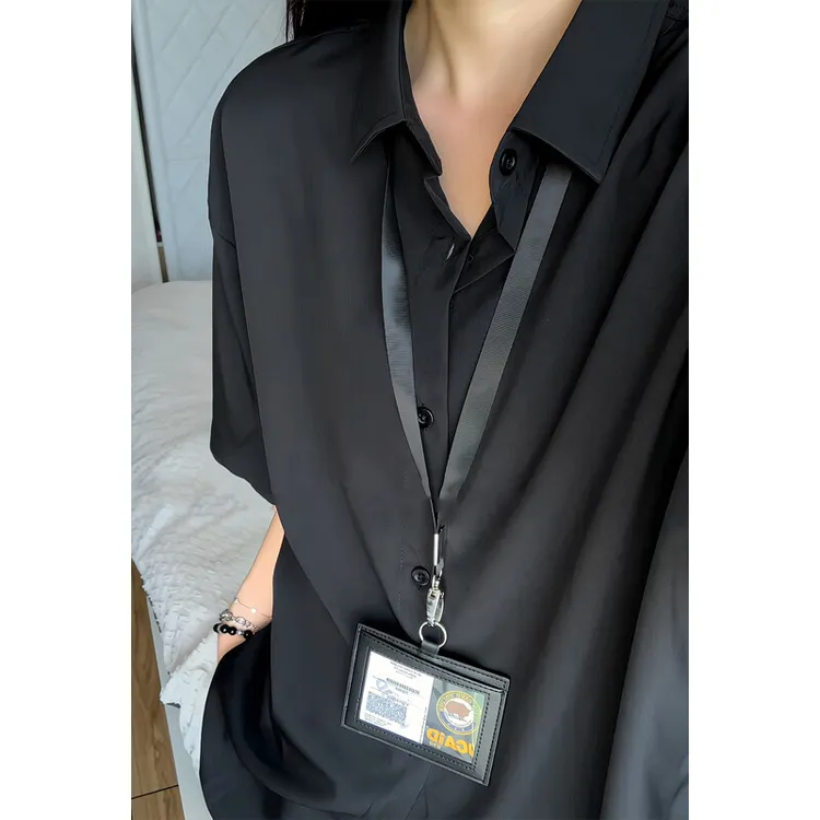 黑色冰丝凉感衬衫男夏季薄款高级感痞帅短袖衬衣垂感慵懒风寸衫