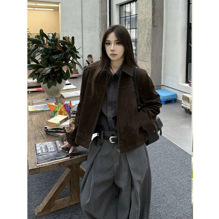 醋哥同款美拉德巴恩风外套男秋美式复古翻领上衣高级感哈灵顿夹克