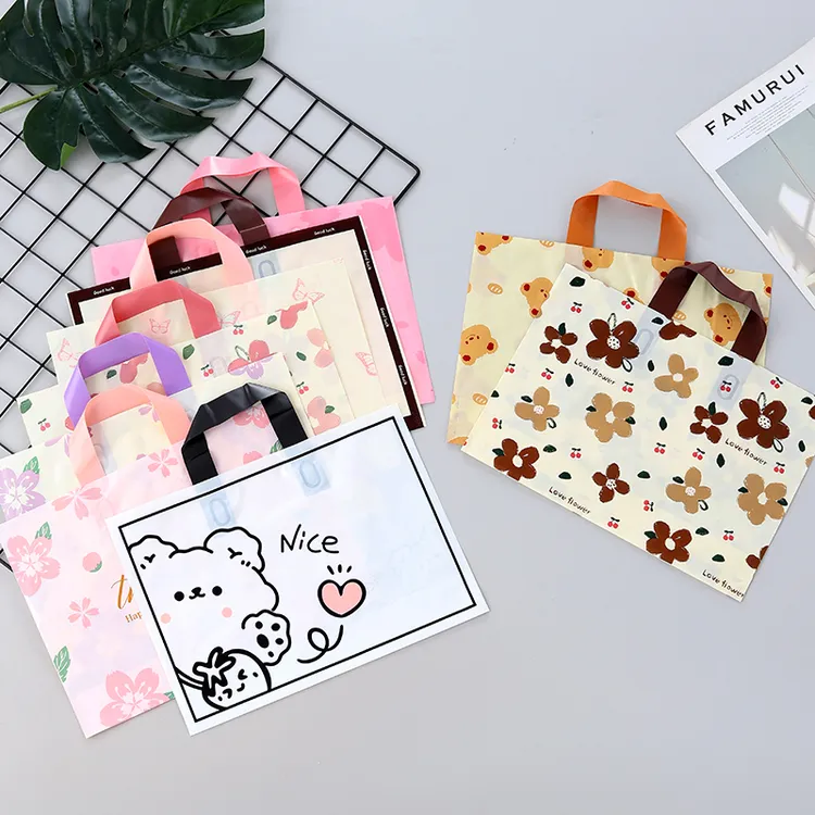 樱花图案手提袋加厚服装店袋子塑料袋礼品袋包装购物印刷logo