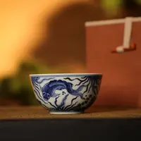 云林匠造｜青花鱼藻主人杯卧足杯