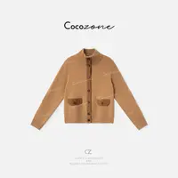 COCO ZONE 刘一一“LP拼色‘羊毛混山羊绒舒适感毛织上衣CD2A1620