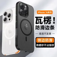 猿卫瓦楞条纹磁吸手机壳适用苹果安卓多款机型防滑防摔超薄保护套