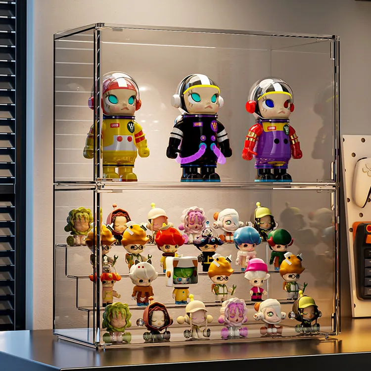 盲盒收纳展示架透明防尘手办收纳盒玩偶摆件泡泡玛特模型展示盒