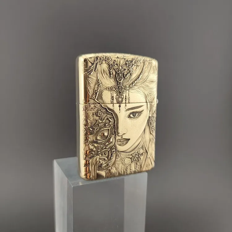 纯黄铜3D立体浮雕防风超薄朗声打火机适合送礼