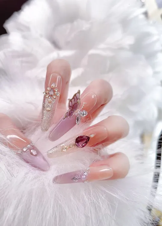 高定猫眼气质美甲百搭仙女款温柔甜美气质纯欲高级手工穿戴甲裸色