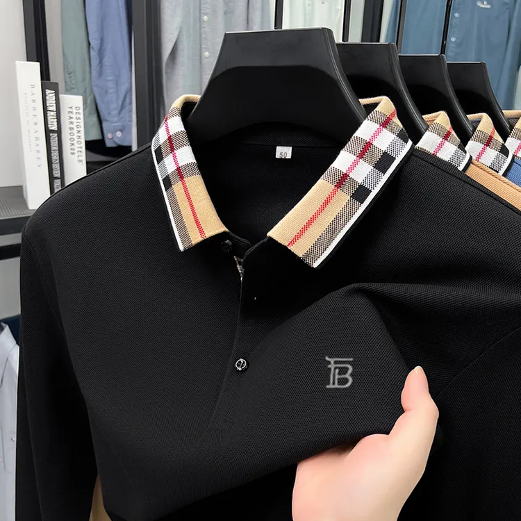 专柜正品秋季新款英伦巴LUNBBLRRY男士长袖T恤高端商务爆款Polo衫