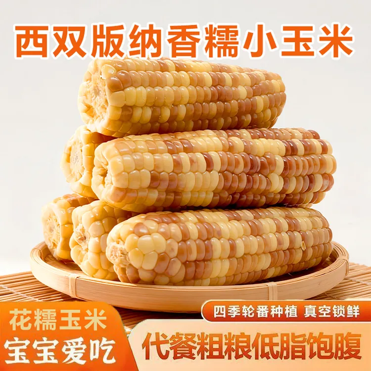 云南西双版纳花糯玉米香糯小玉米棒香糯粘黏玉米真空包装早餐代餐