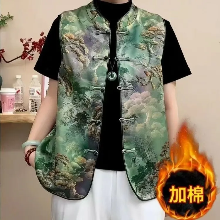 2025年新款国风时尚洋气立领中式加棉马甲