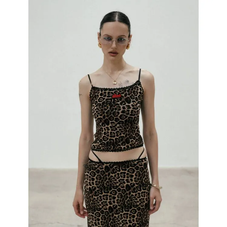 [w-cdg24-020] 豹纹领带开衫 – 棕色