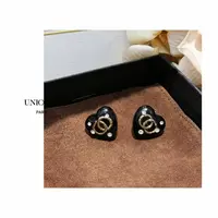 铜合金仿水晶耳饰 黑色爱心树脂新款耳钉 ES1765-1