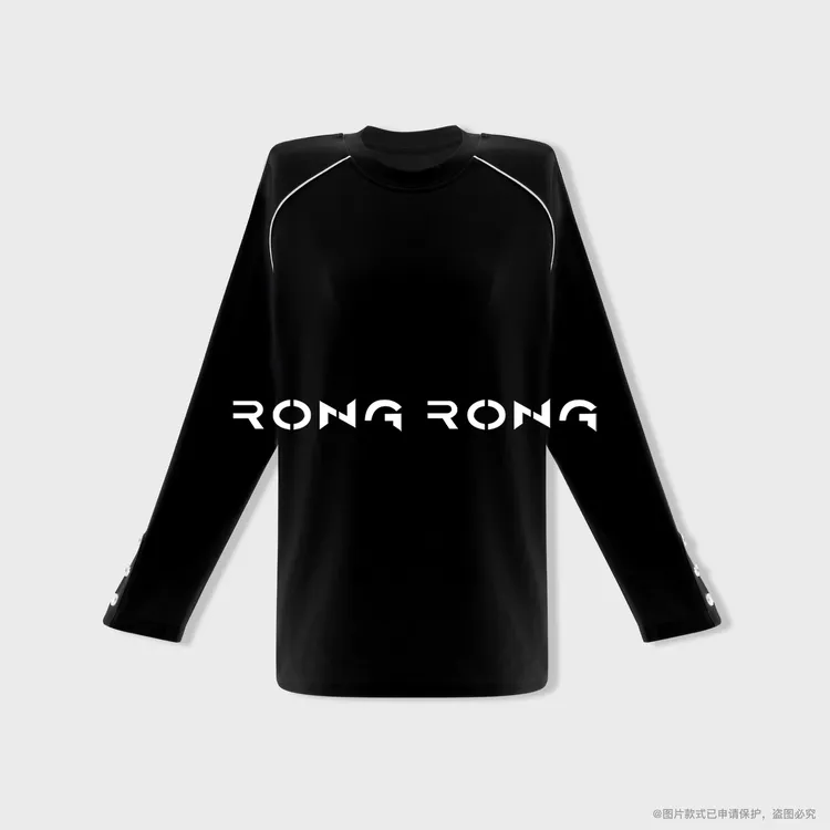 溶溶【晚星月下】RONGRONG 圆领撞色线条感宽松显瘦T恤Z-B8965949