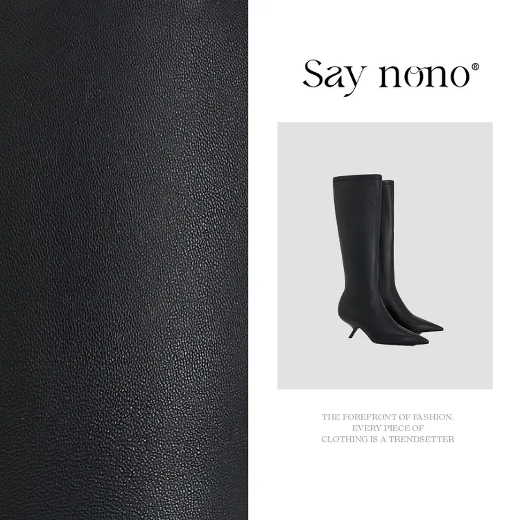 Say  nono  弹力羊皮异形跟不过膝简约大气舒适贴肤时装靴4cm